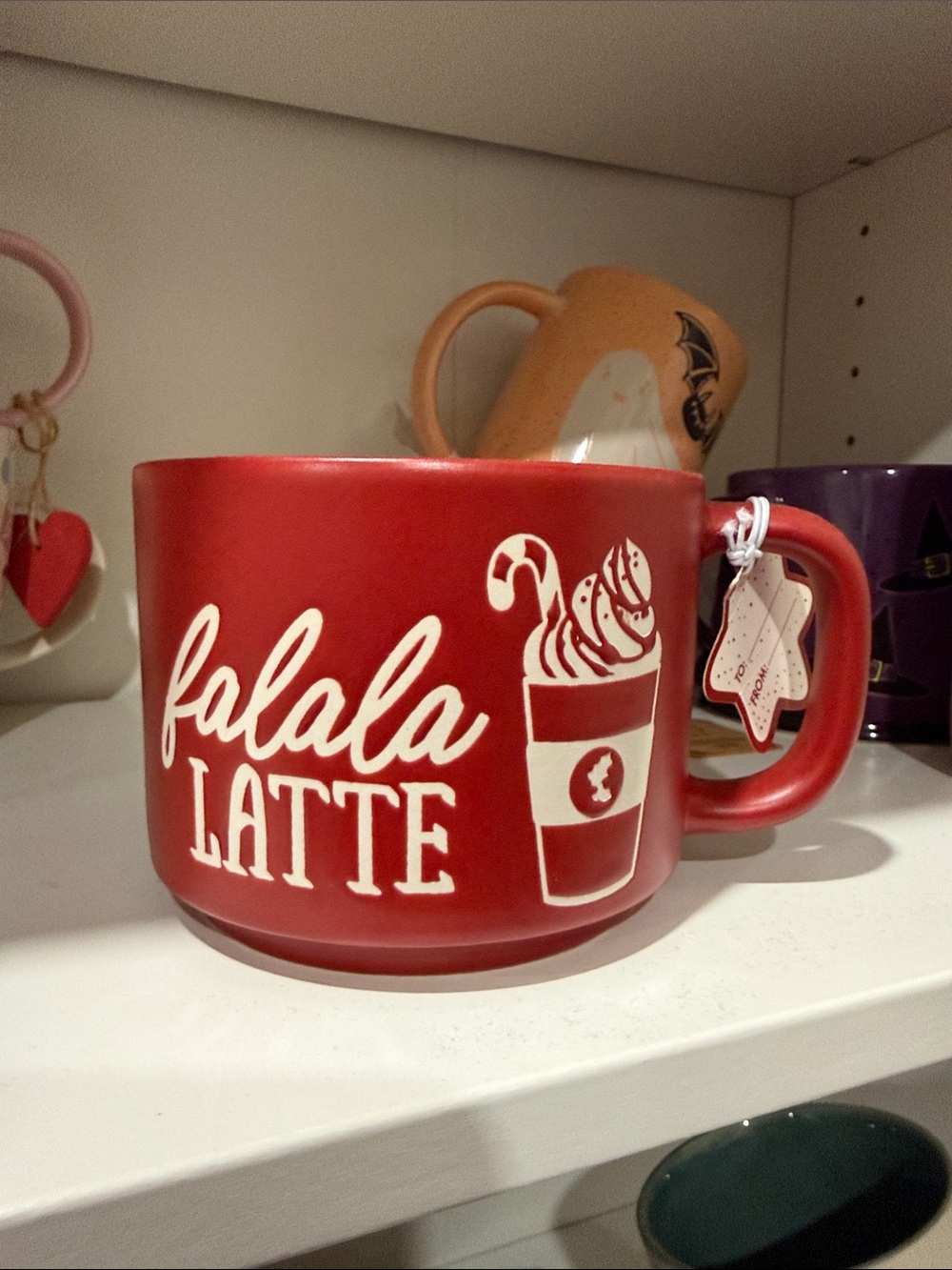 Red "fa la la LATTE" Holiday Mug